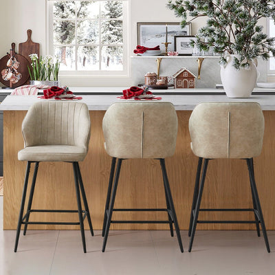 Danforth Beige Faux Leather Bar Stool in a Modern Kitchen