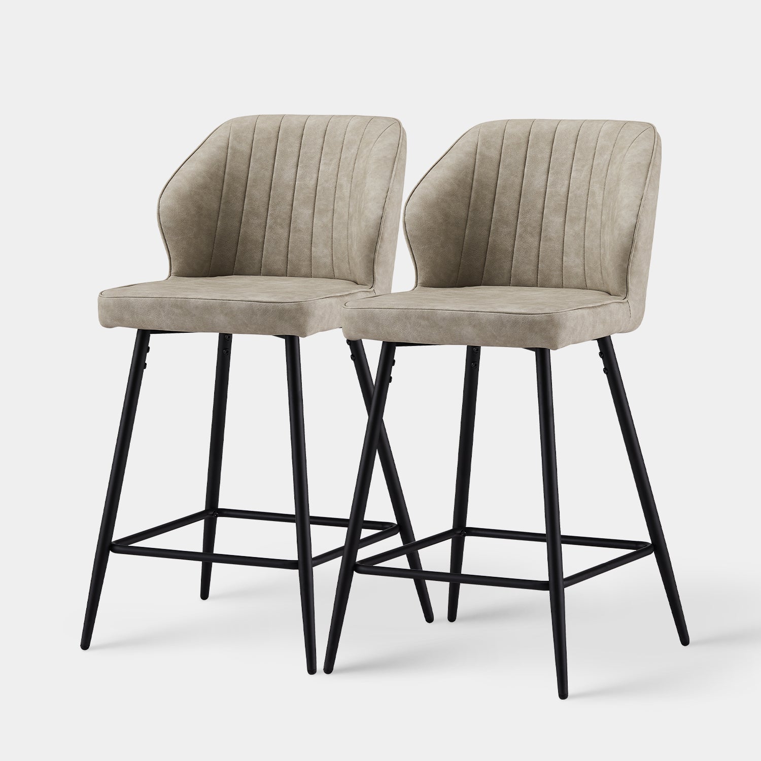 Danforth Faux Leather Bar Stool 65 cm in Beige