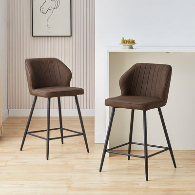 Danforth Faux Leather Bar Stool 65 cm in Brown with Curved Backrest