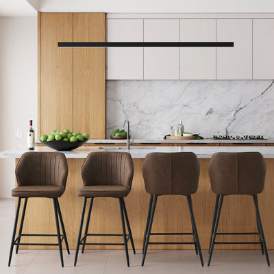 Danforth Brown Faux Leather Bar Stool in a Modern Kitchen