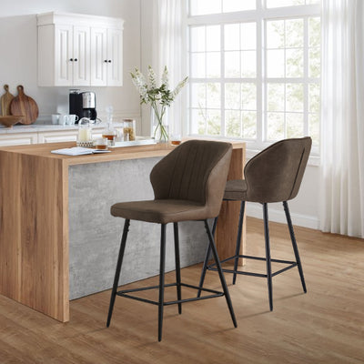 Danforth Brown Faux Leather Bar Stool in a Modern Kitchen