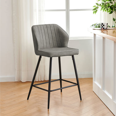 Danforth Light Grey Bar Stool with a Soft Curved Silhouette