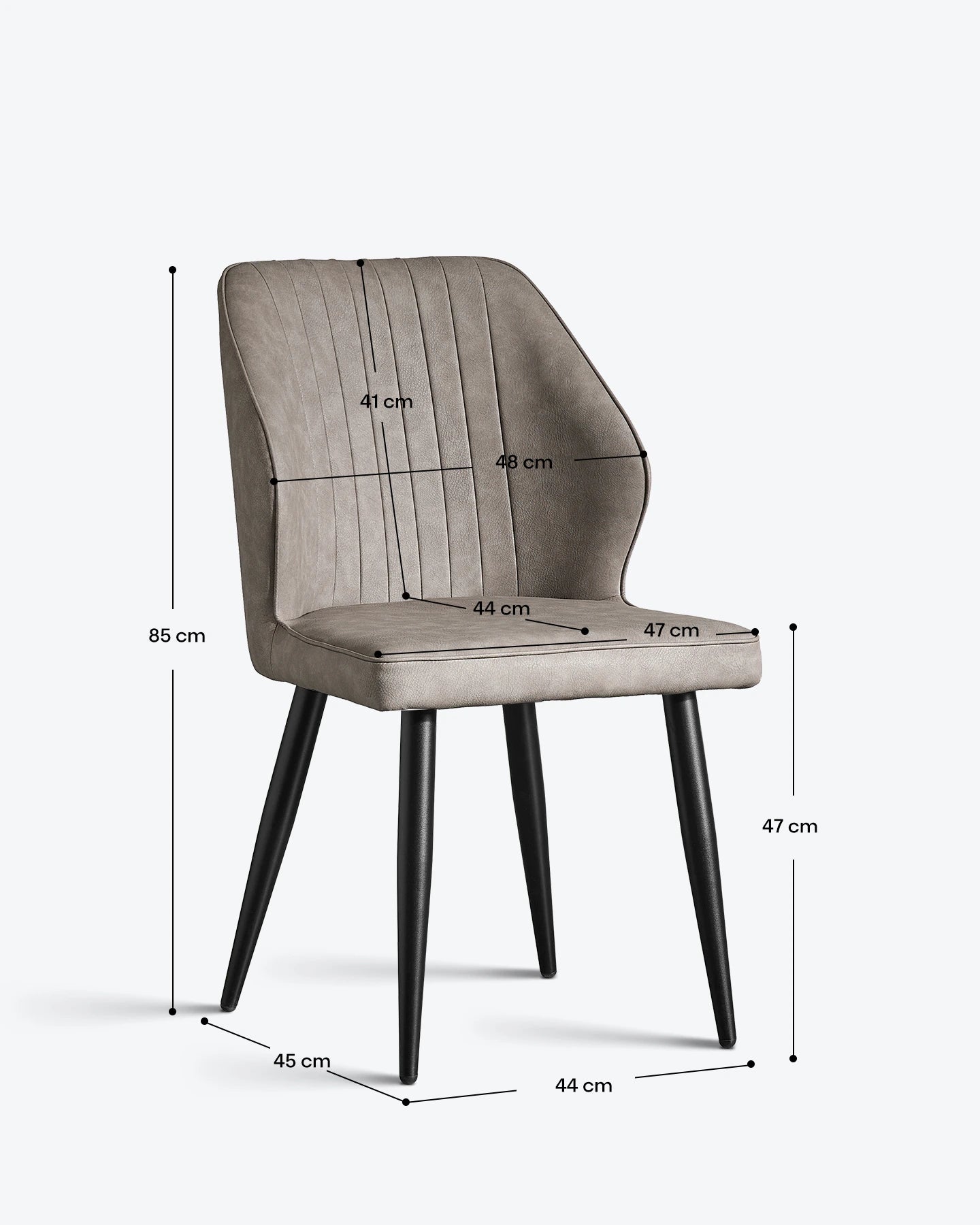 Danforth Light Grey Faux Leather Dining Chair Dimensions and Measurements