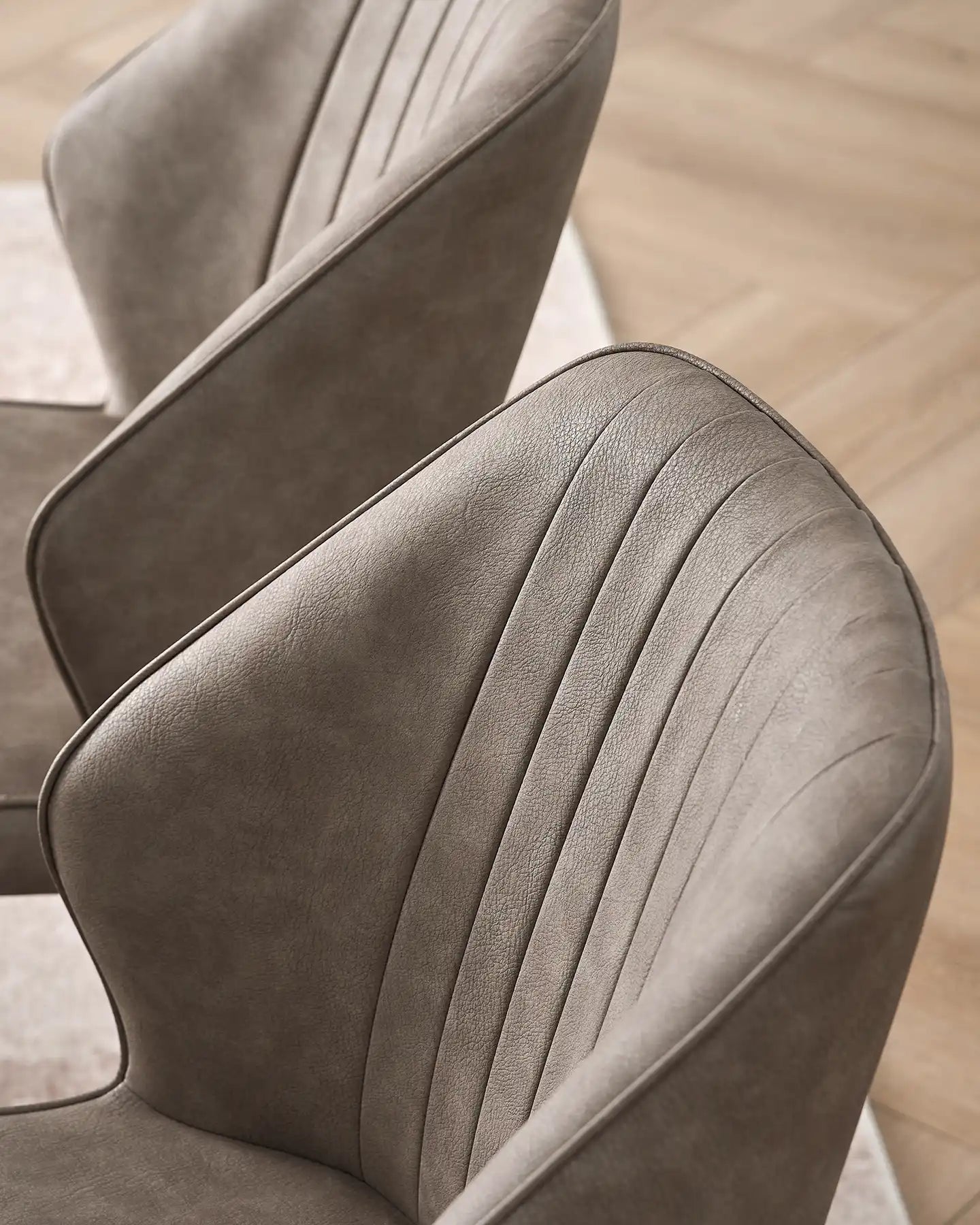 Danforth Light Grey Dining Chair with Dot-Quilted Faux Leather Upholstery