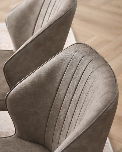 Danforth Light Grey Dining Chair with Dot-Quilted Faux Leather Upholstery