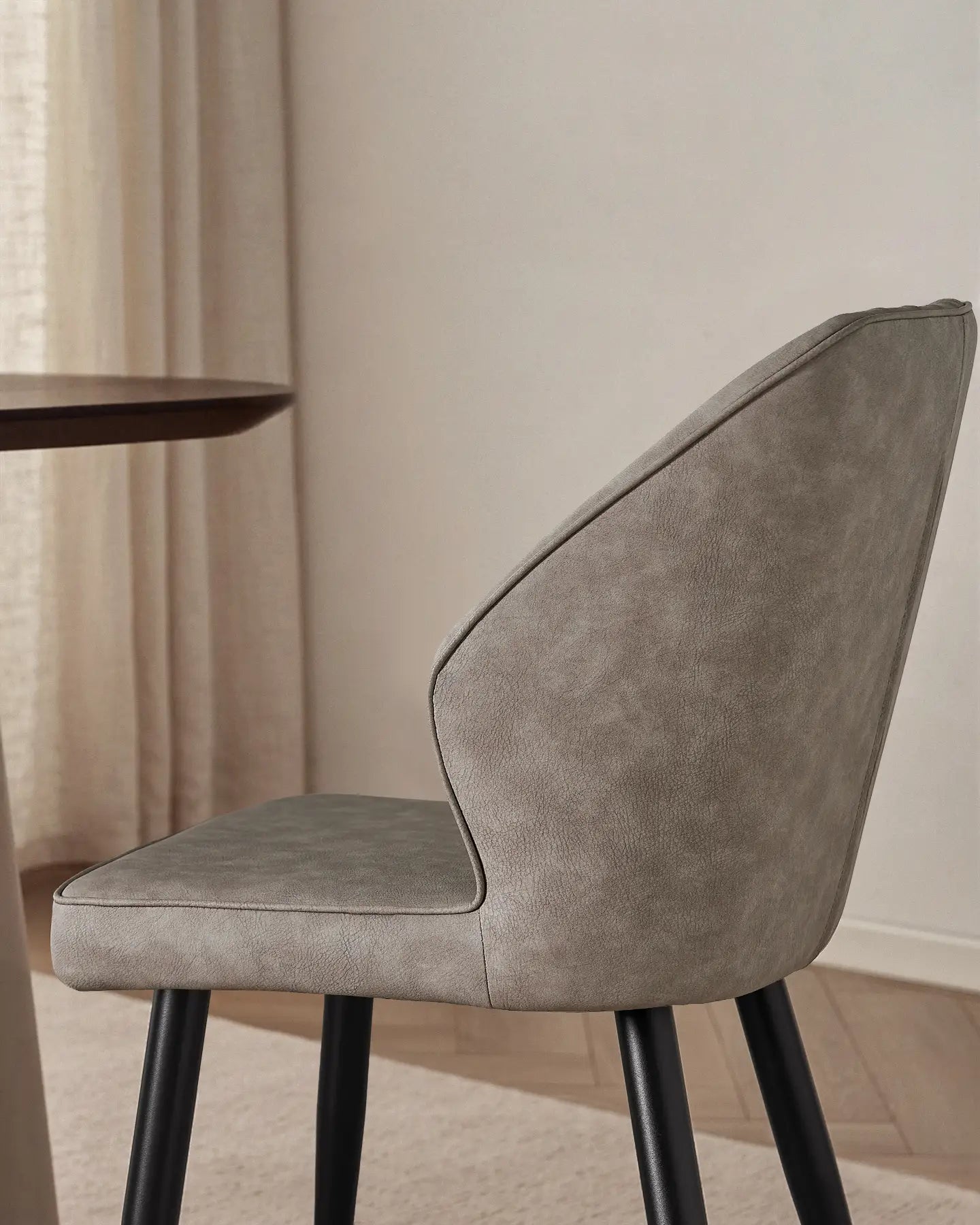 Danforth Light Grey Dining Chair with Padded Armrests