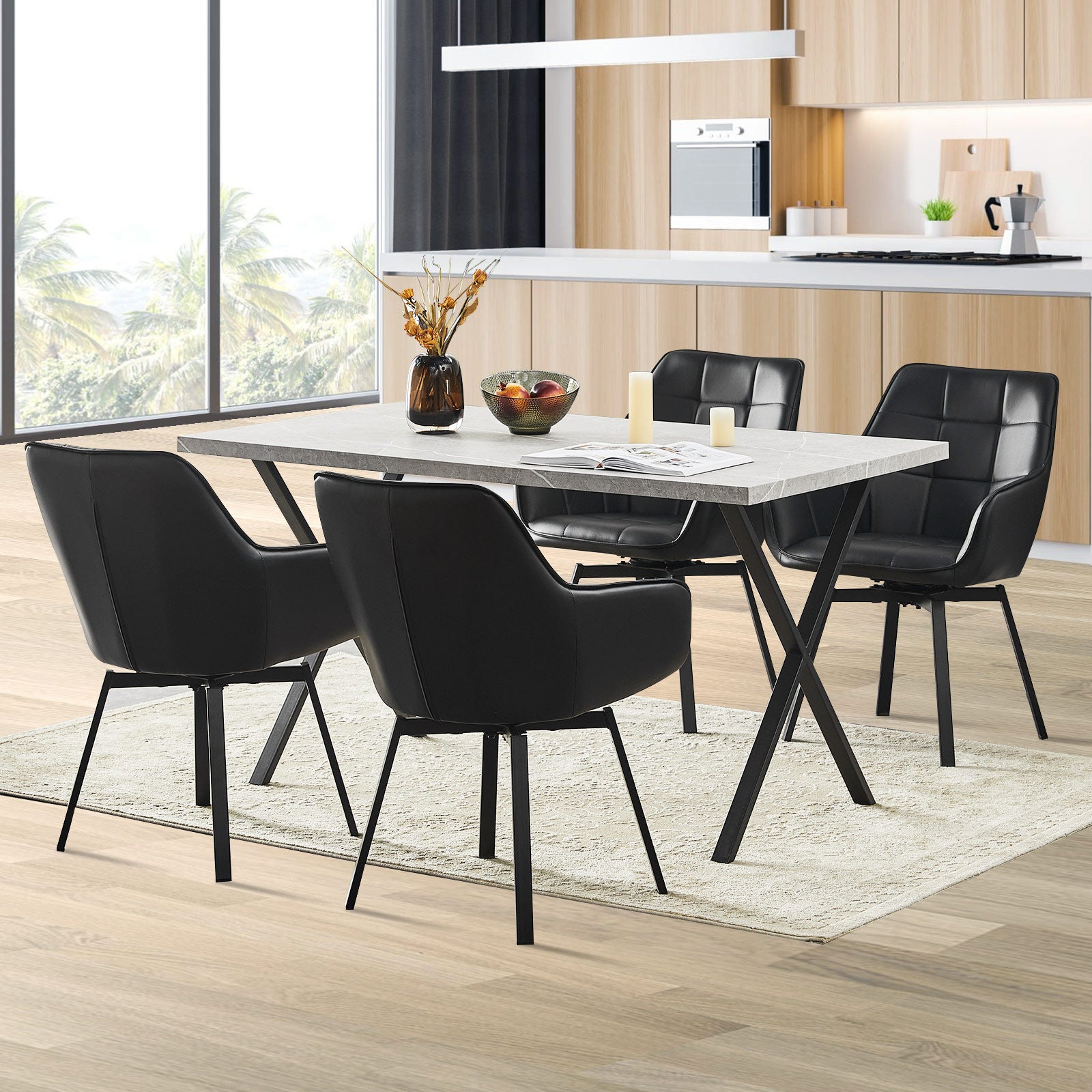 Danyl Faux Leather Swivel Chairs