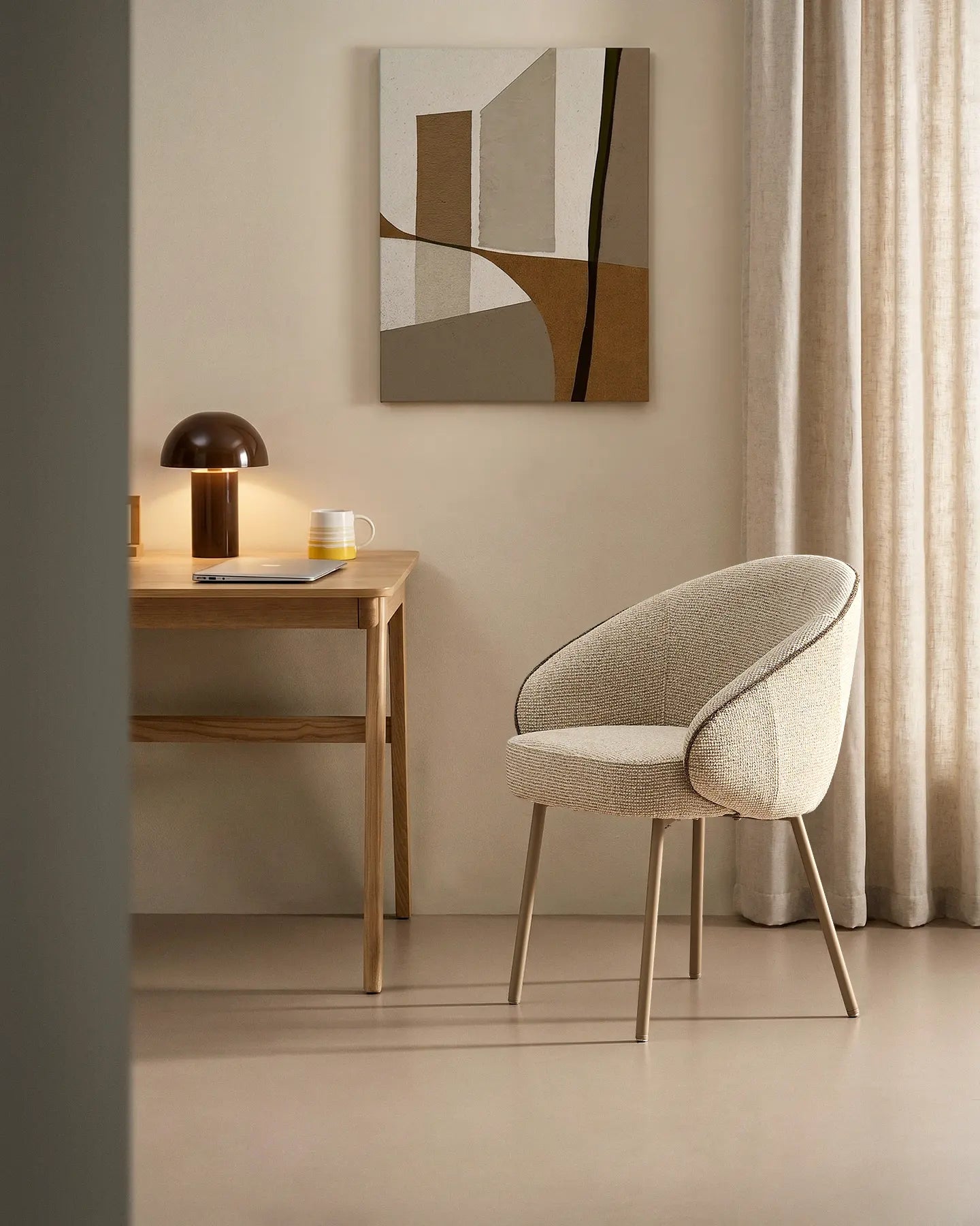 Elowen beige chenille dining chairs 
