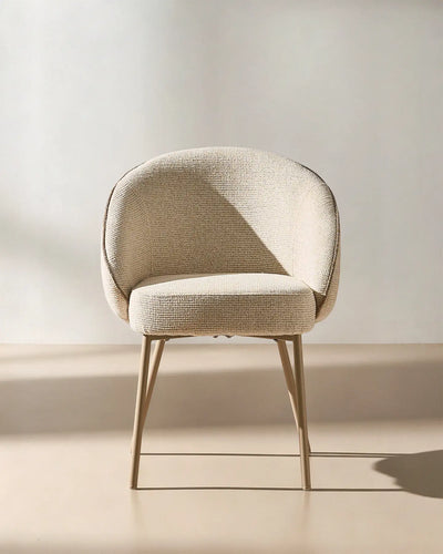 Elowen beige chenille dining chairs front view