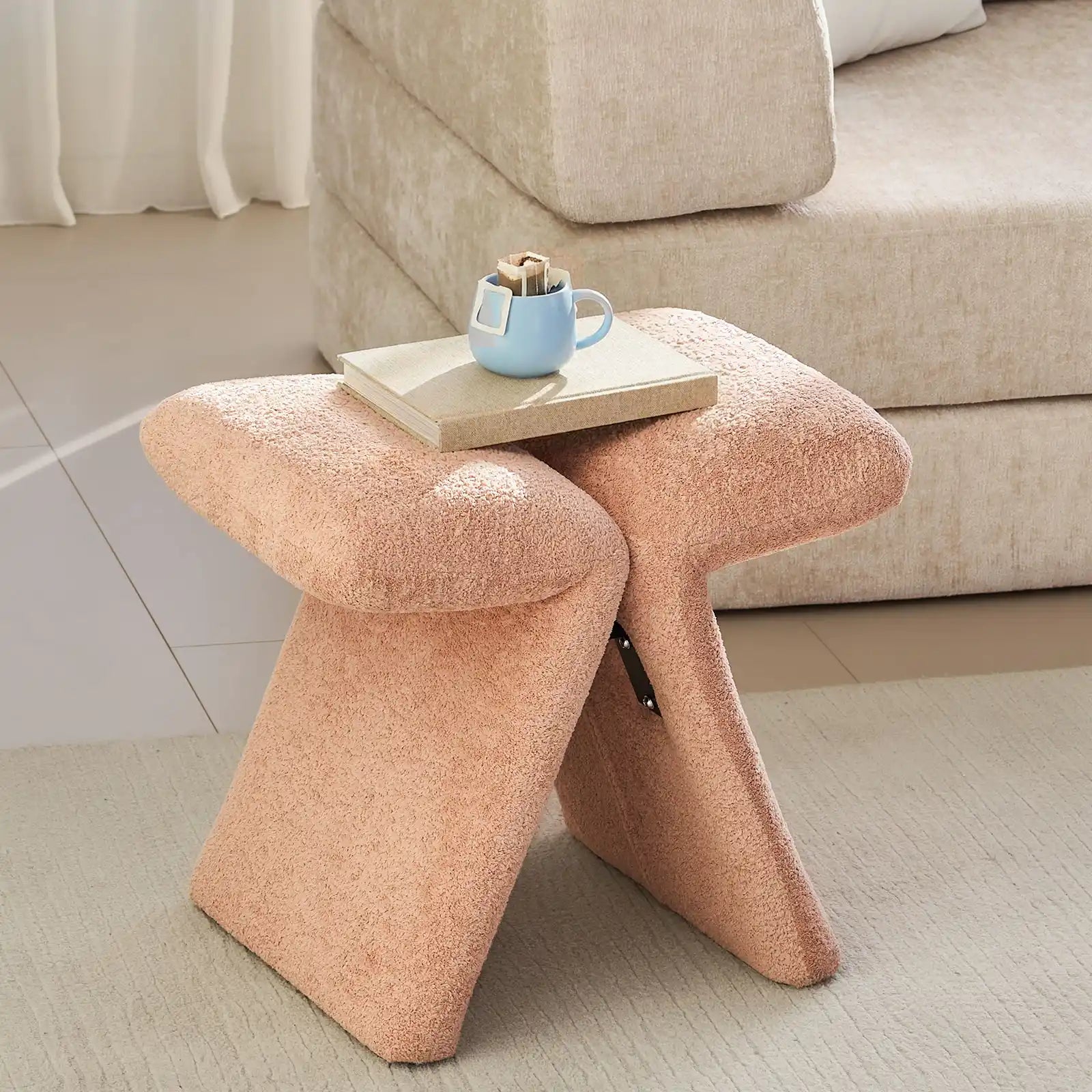 Faye Bouclé Accent Stool, Designer Edition