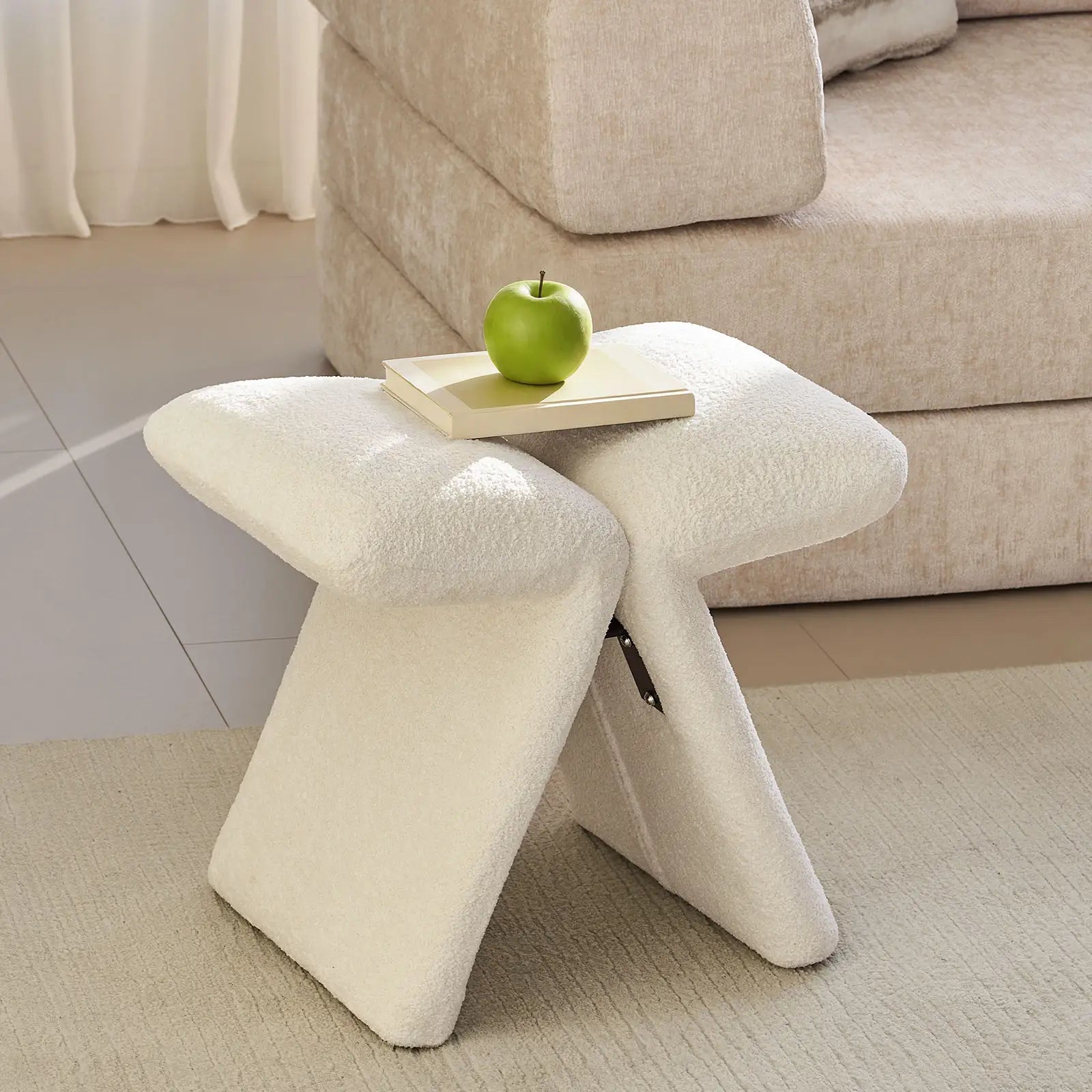 Faye Bouclé Accent Stool, Designer Edition