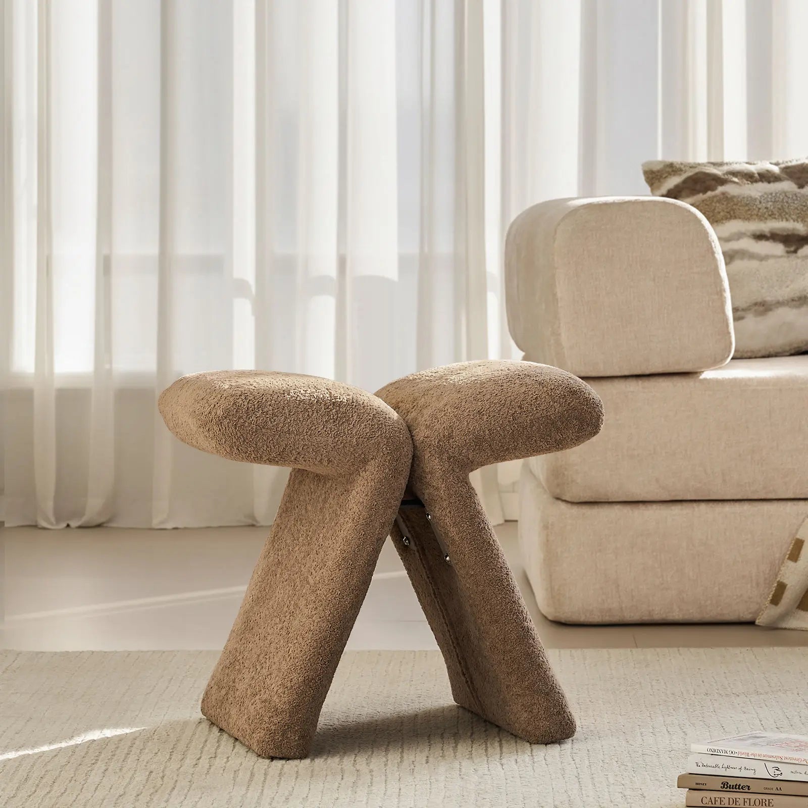 Faye Bouclé Accent Stool, Designer Edition