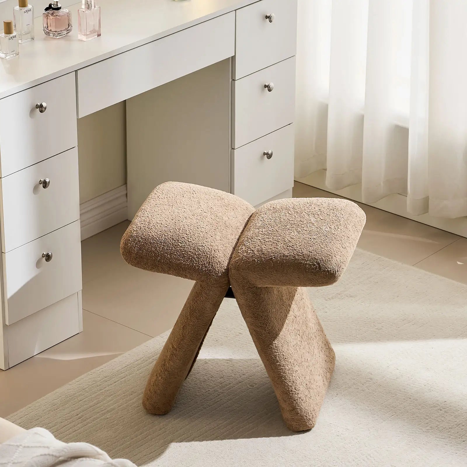 Faye Bouclé Accent Stool, Designer Edition