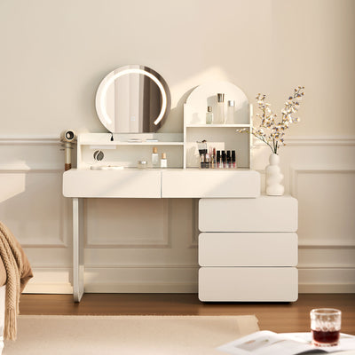 Gloria Dressing Table in White with LED Mirror