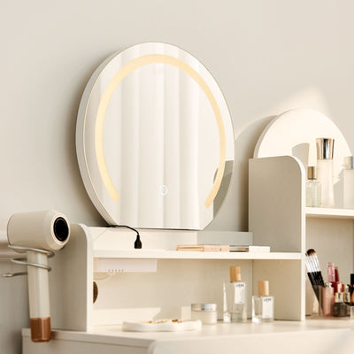 Gloria Vanity Table with Rounded Cloud-Inspired Mirror Design