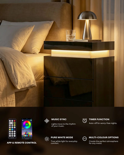 Mesita de noche con luz LED Kumar