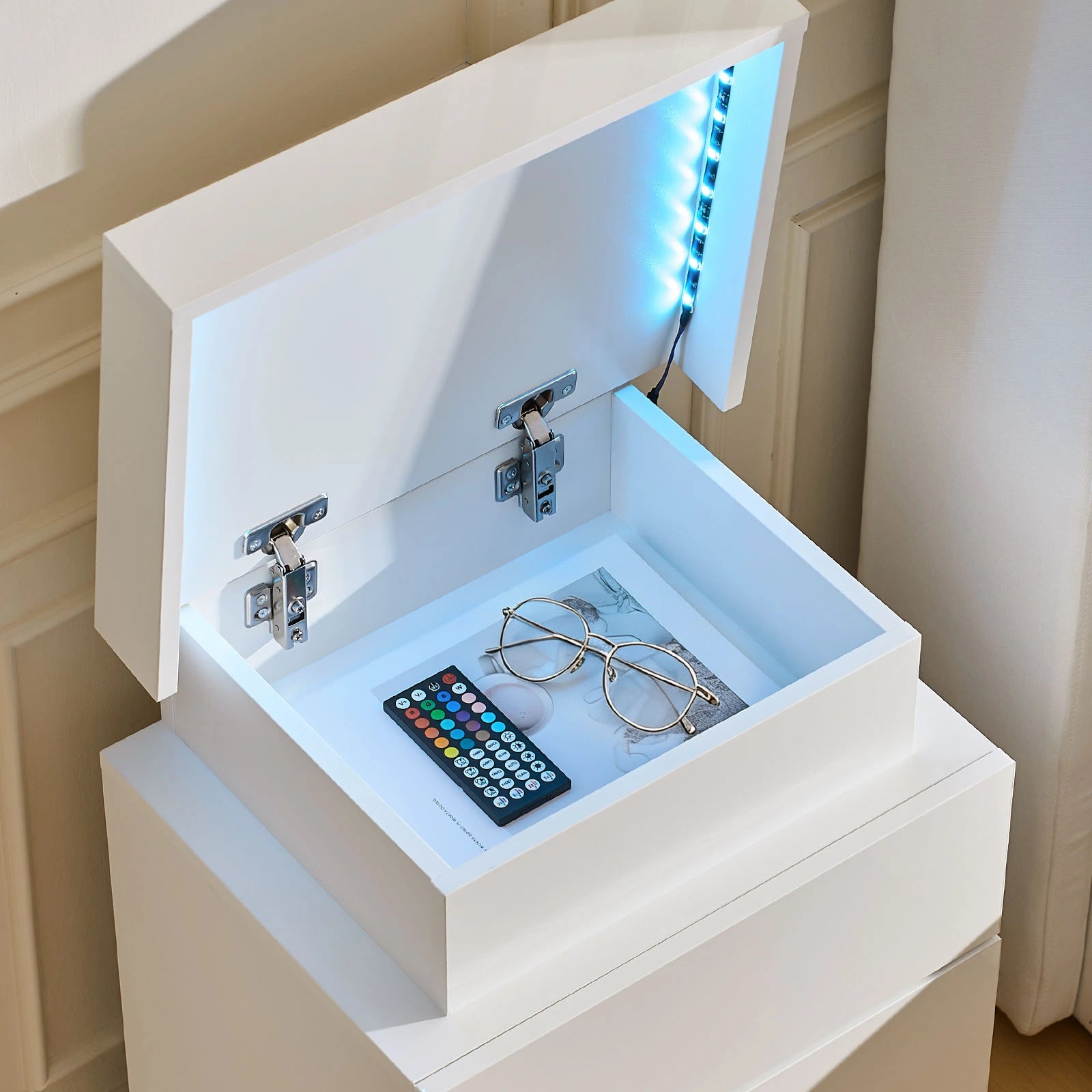 Kumar LED Light Bedside Table