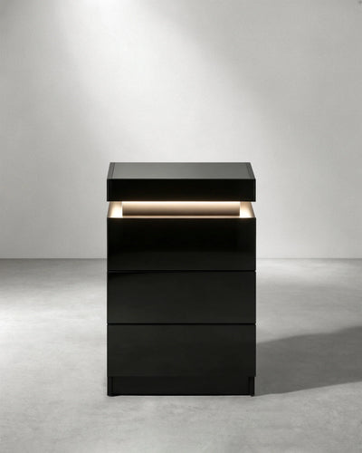 Kumar Smart LED Bedside Table in Black