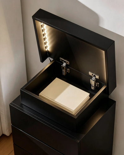 Kumar Black Smart Bedside Table with Multi-Colour LED Light