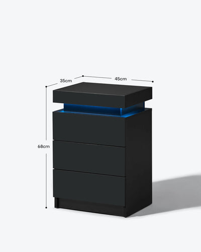 Kumar Smart LED Bedside Table in Black – Dimensions