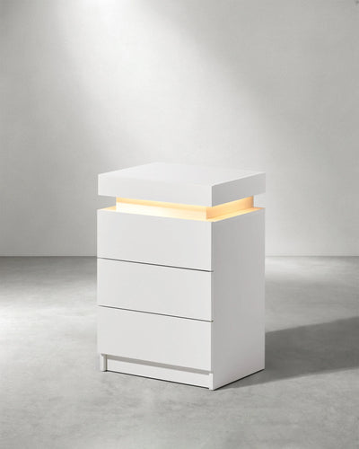 Kumar Smart LED Bedside Table in White