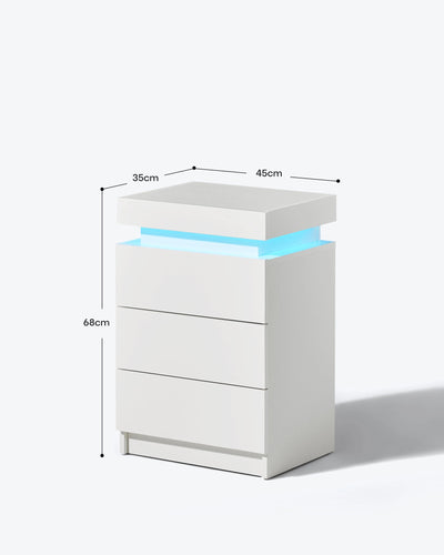 Kumar Smart LED Bedside Table in White – Dimensions