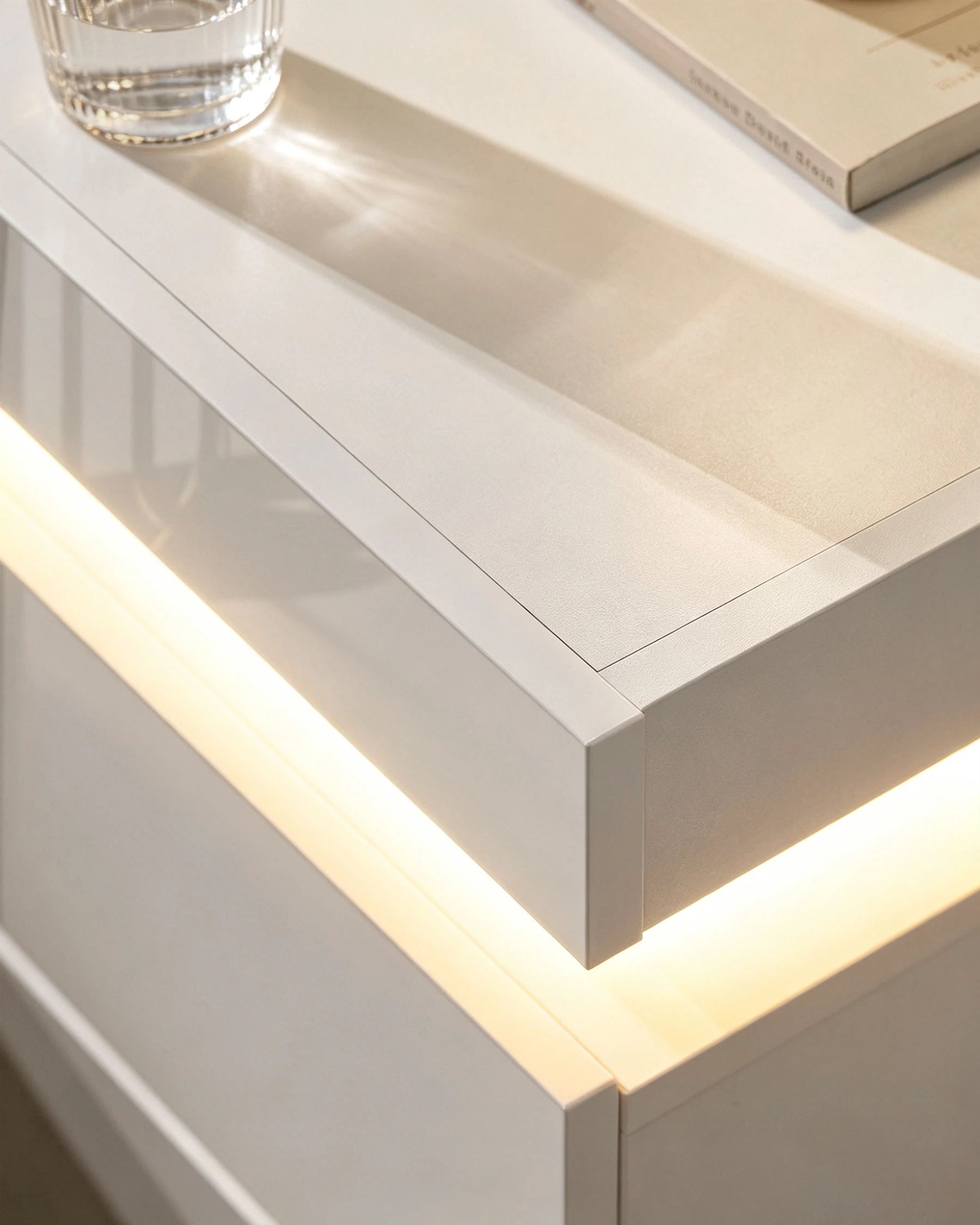Kumar White Smart Bedside Table with Refined High-Gloss Drawer Fronts