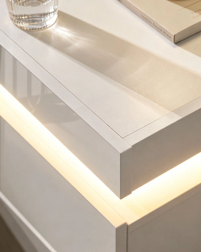 Kumar White Smart Bedside Table with Refined High-Gloss Drawer Fronts