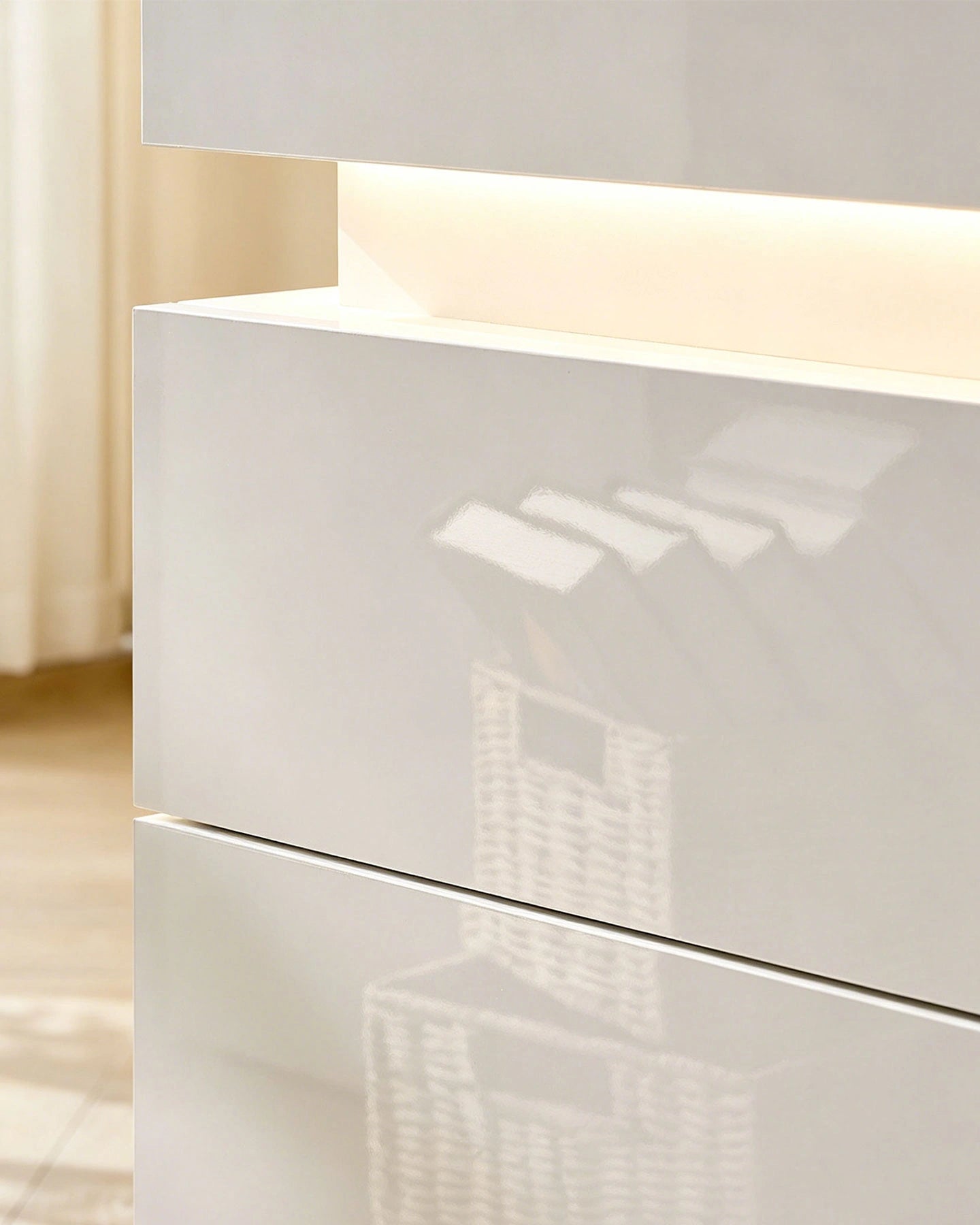Kumar White Bedside Table with a Smooth MDF Finish