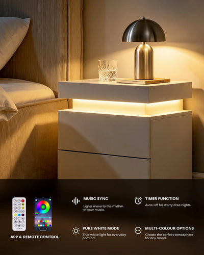 Kumar Smart RGB Bedside Table with Remote-Controlled Lighting