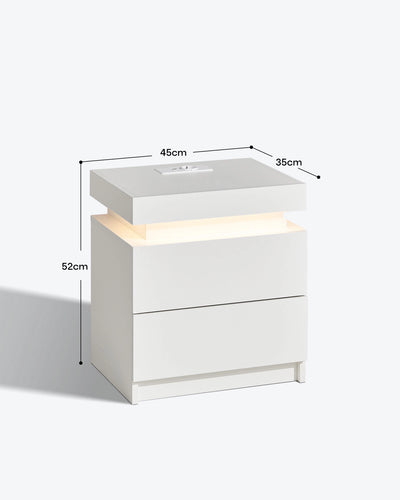 Kumar Smart RGB Bedside Table in White – Dimensions