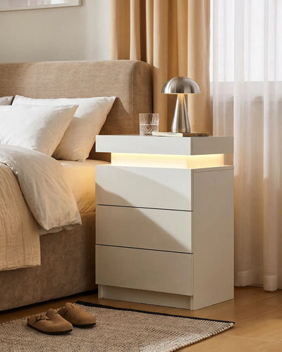 Kumar Smart RGB Bedside Table in White with LED Lighting