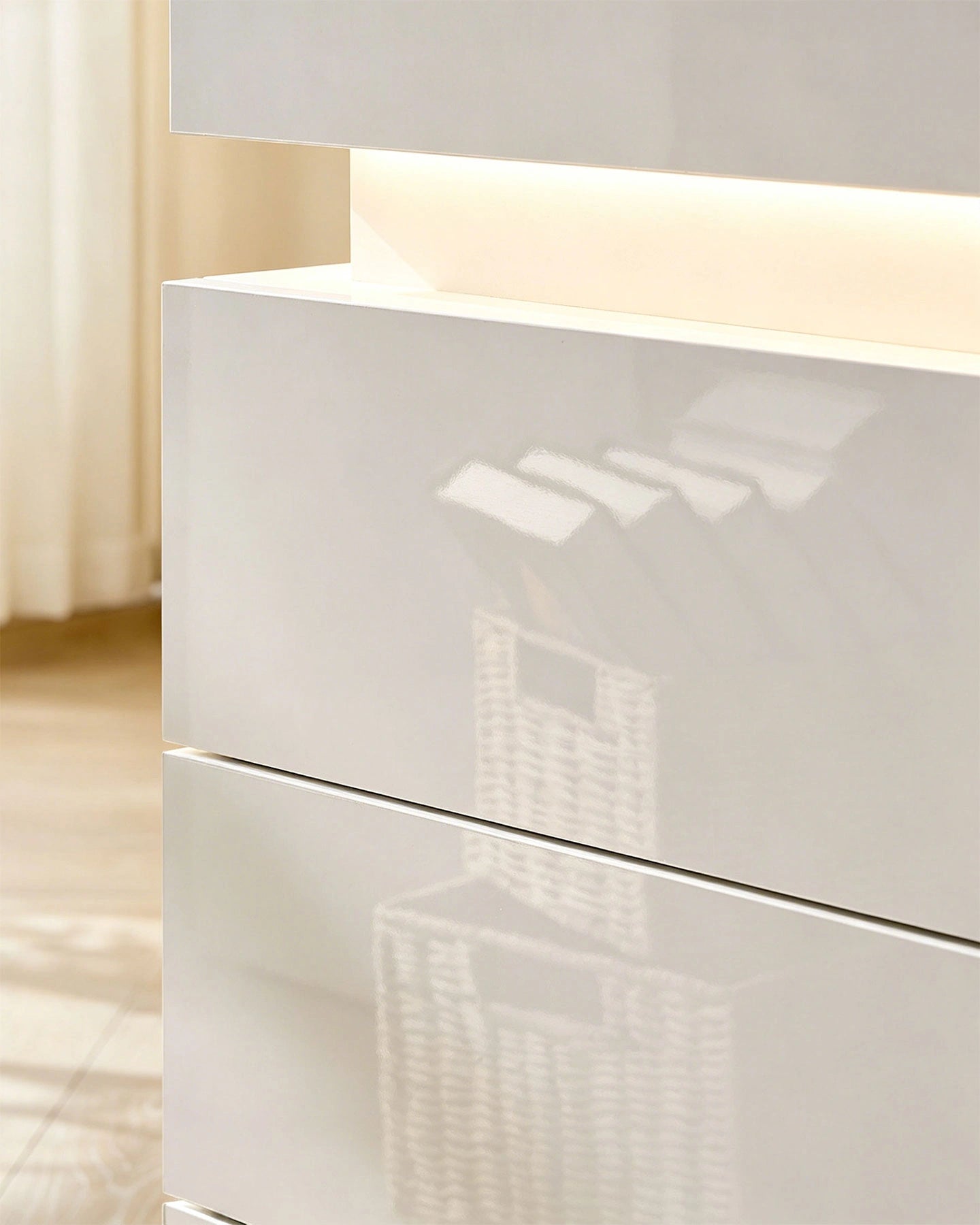 Kumar White Bedside Table with a Smooth MDF Finish