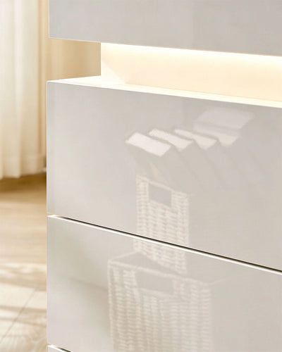Kumar White Bedside Table with a Smooth MDF Finish