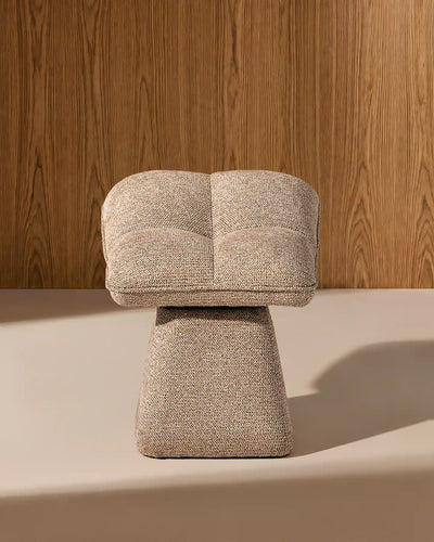 Tabouret en chenille khaki Liora avec siège et dossier intégrés