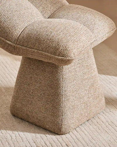 Tabouret de maquillage en chenille Liora khaki avec base effilée