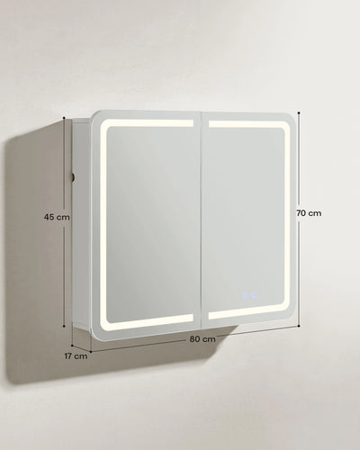 Mira Bathroom Mirror Cabinet – 80 × 70 × 17 cm Dimensions