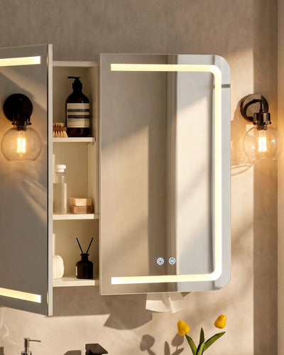 Mira Bathroom Mirror Cabinet with Adjustable Interior Shelves