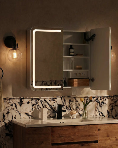 Mira Bathroom Mirror Cabinet with Adjustable Interior Shelves