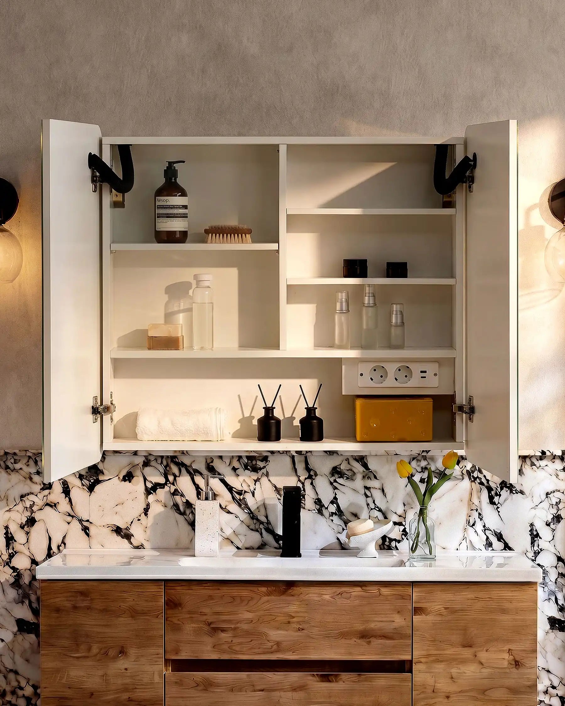 Mira Bathroom Mirror Cabinet with Flexible Bathroom Storage