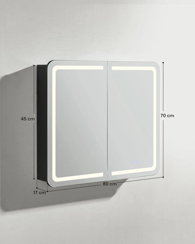 Mira Bathroom Mirror Cabinet with Black Interior – Dimensions and Measurements