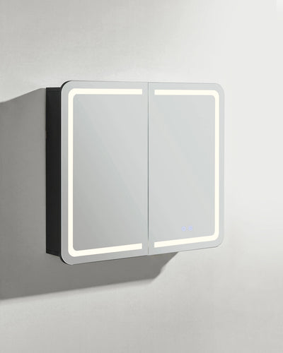 Mira Bathroom Mirror Cabinet with Black Interior