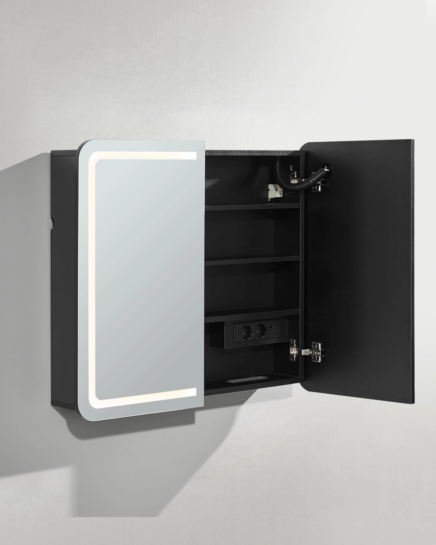 Mira Bathroom Mirror Cabinet with Black Interior