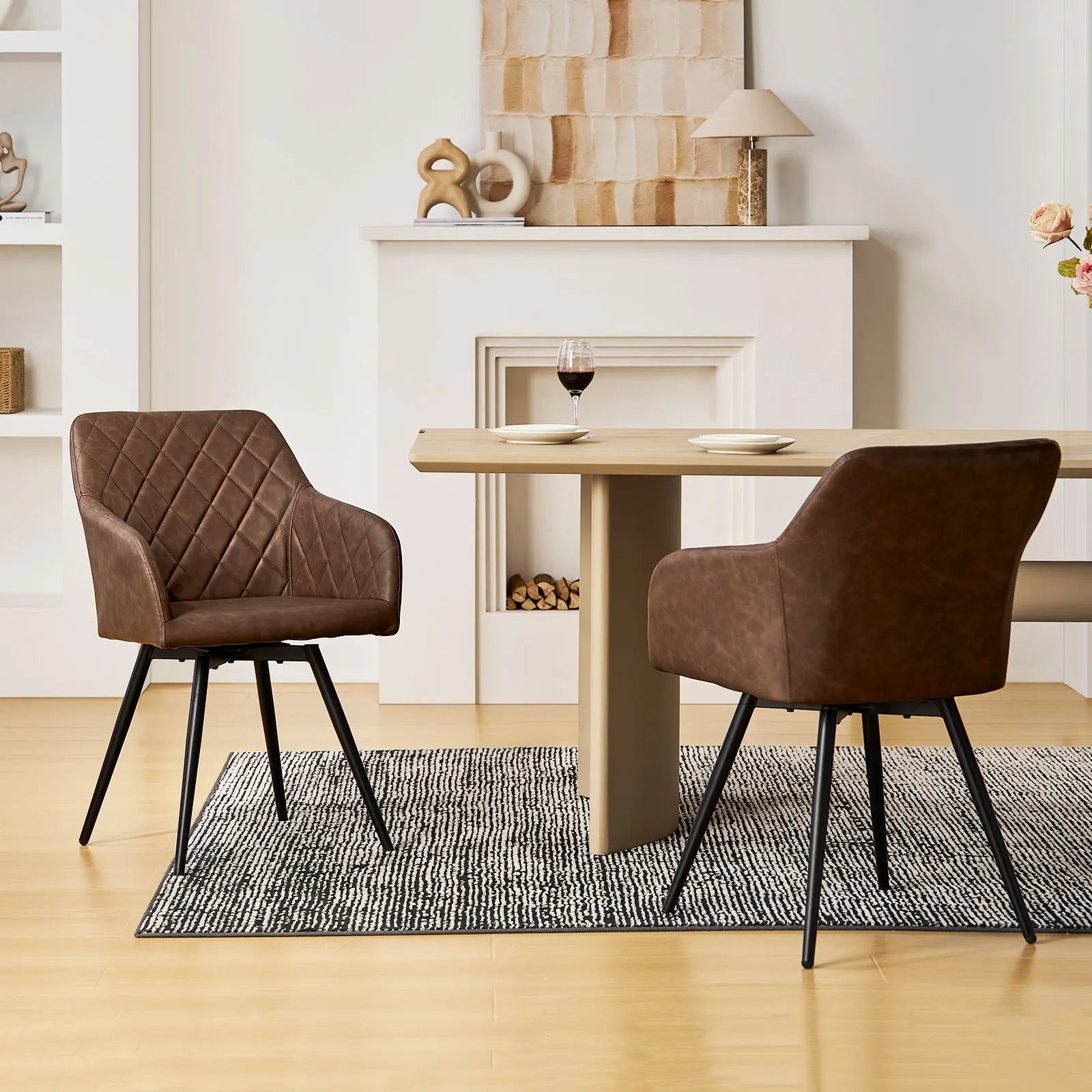 Moree Faux Leather Swivel Chairs
