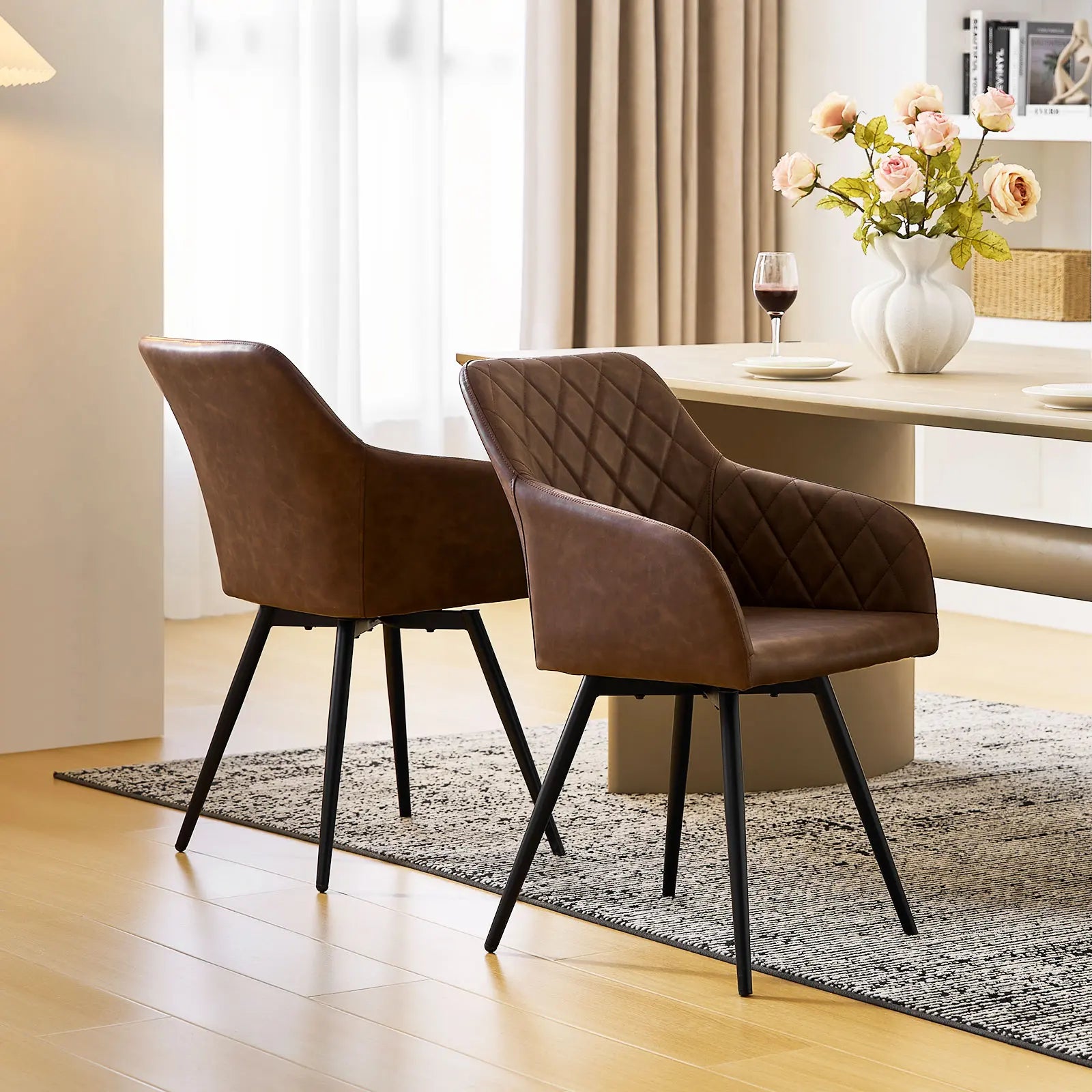 Moree Faux Leather Swivel Chairs