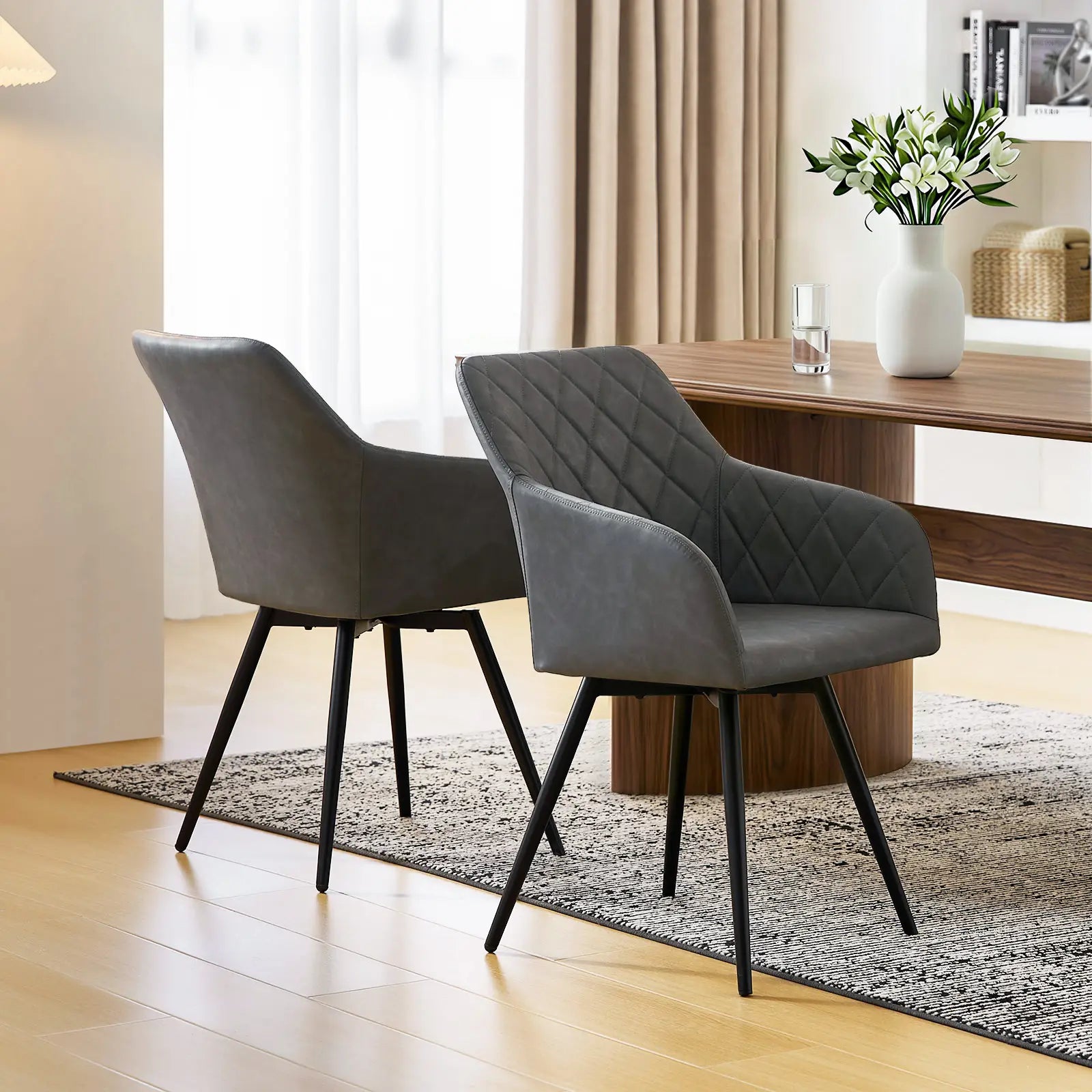 Moree Faux Leather Swivel Chairs