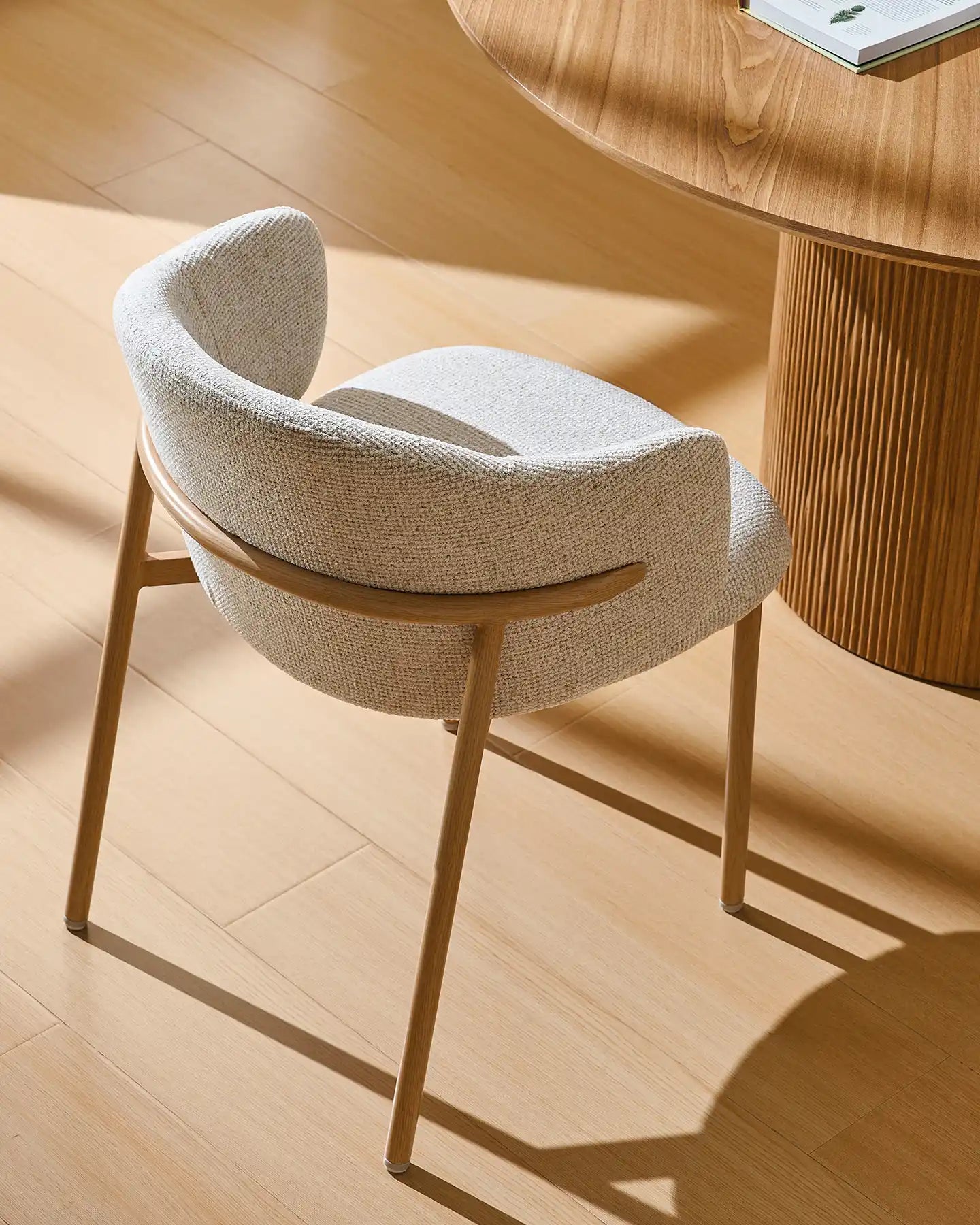 Nolan cream chenille dining chairs