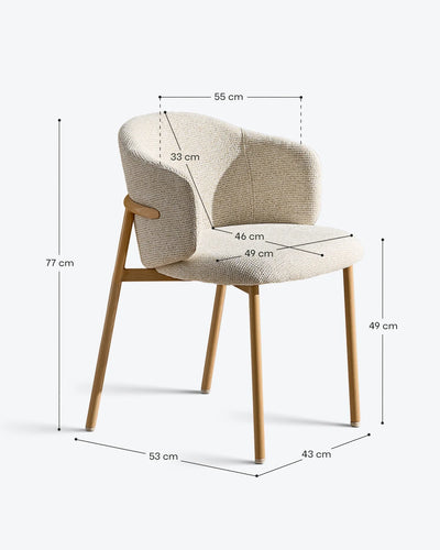 Nolan cream chenille dining chairs dimensions