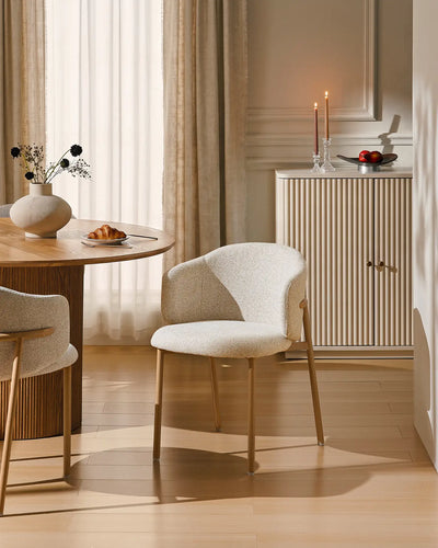 Nolan cream chenille dining chairs