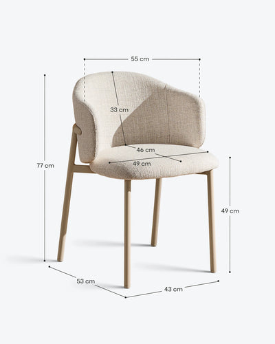 Nolan ivory linen blend dining chairs dimensions